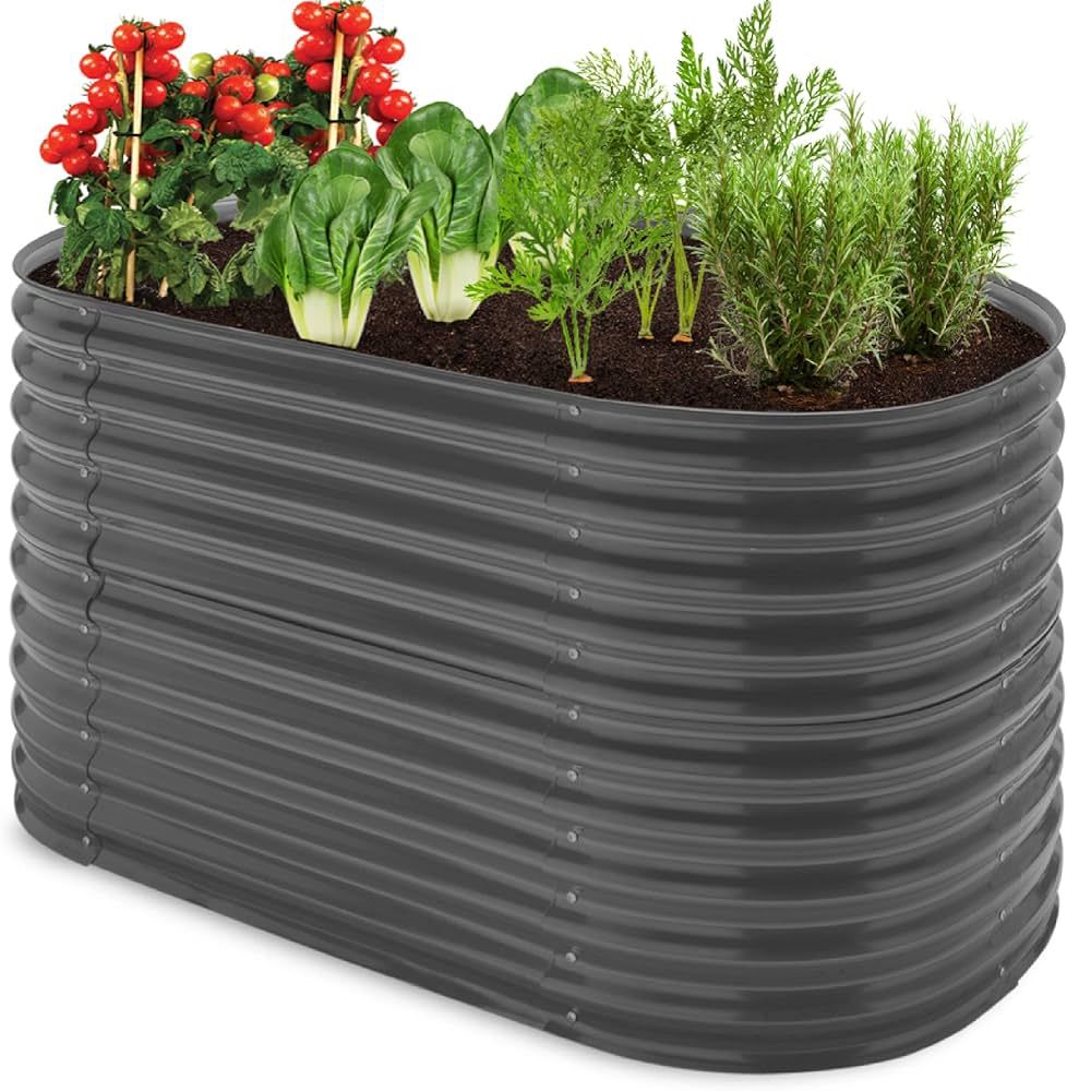 Best Choice Products 63in Oval Metal Raised Garden Bed, Customizable Outdoor Deep Root Backyard P... | Amazon (US)