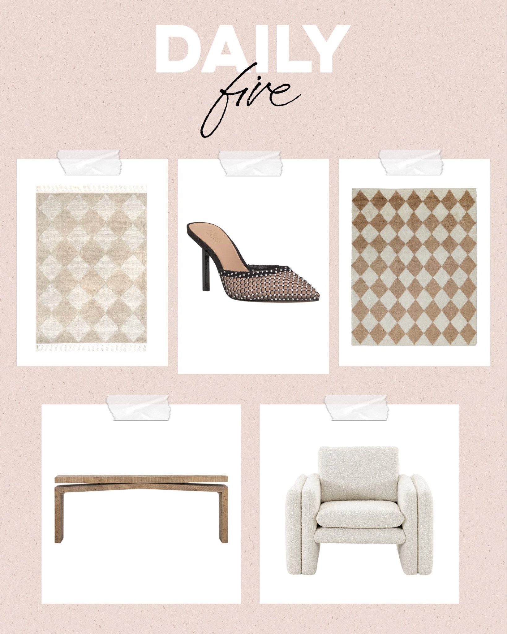 Daily 5🤍

home finds, home furniture, home sale, neutral home decor, home rugs, heels, shoe sale 

#LTKshoecrush #LTKhome #LTKsalealert