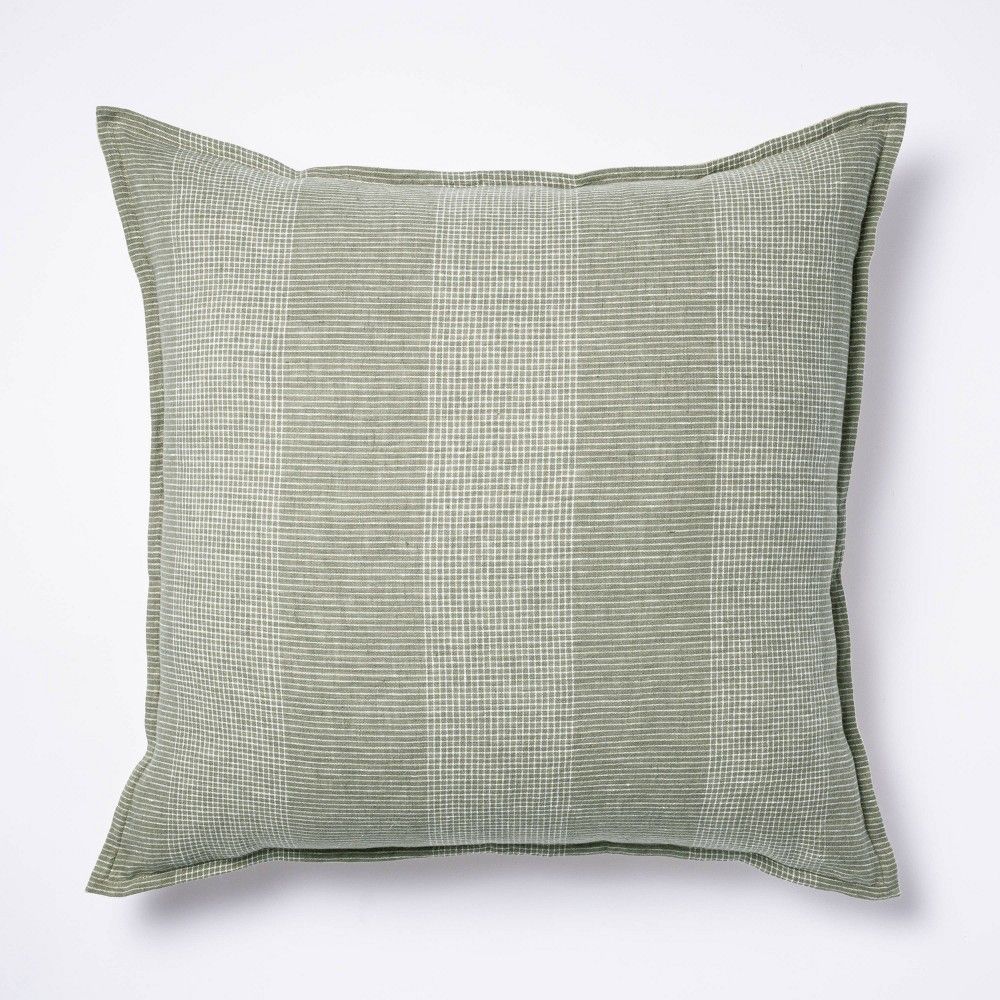 Oversize Linen Striped Square Throw Pillow Green - Threshold designed with Studio McGee | Target