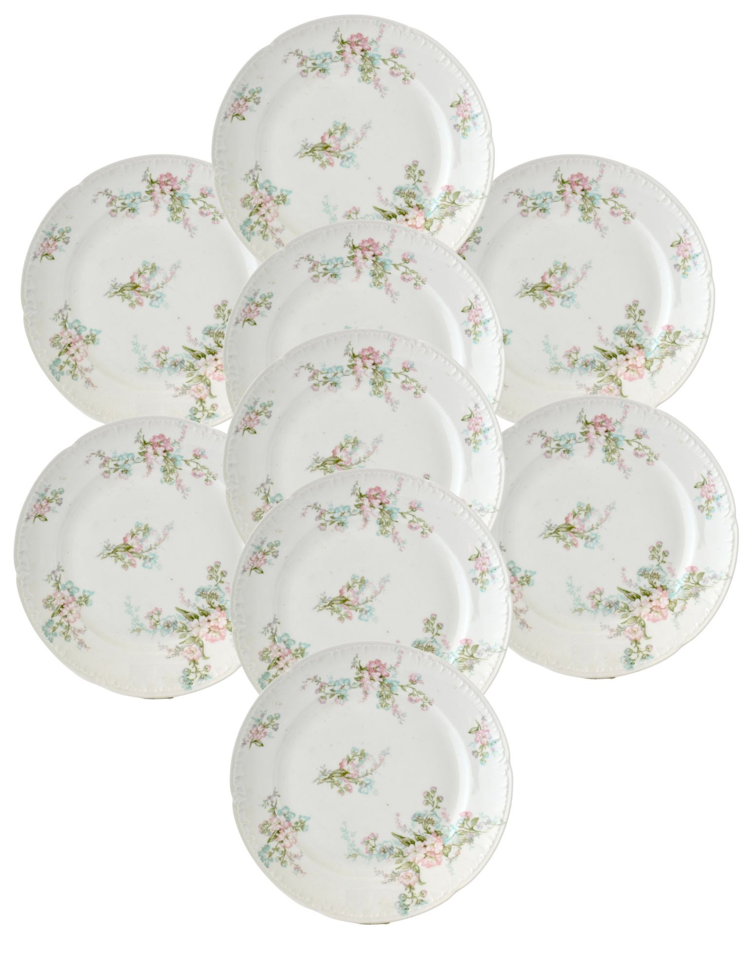 French Limoges Luncheon Plates - Set of 9 - The Queens Landing - Pink | One Kings Lane