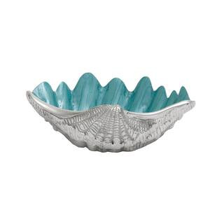 Litton Lane Silver Shell Shell Decorative Serving Bowl with Enamel Interior 22224 - The Home Depo... | The Home Depot