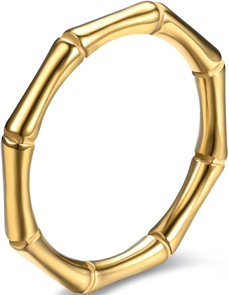 Jude Jewelers 3mm Stainless Steel Classic Plain Bamboo Style Stackable Wedding Band Ring | Amazon (US)