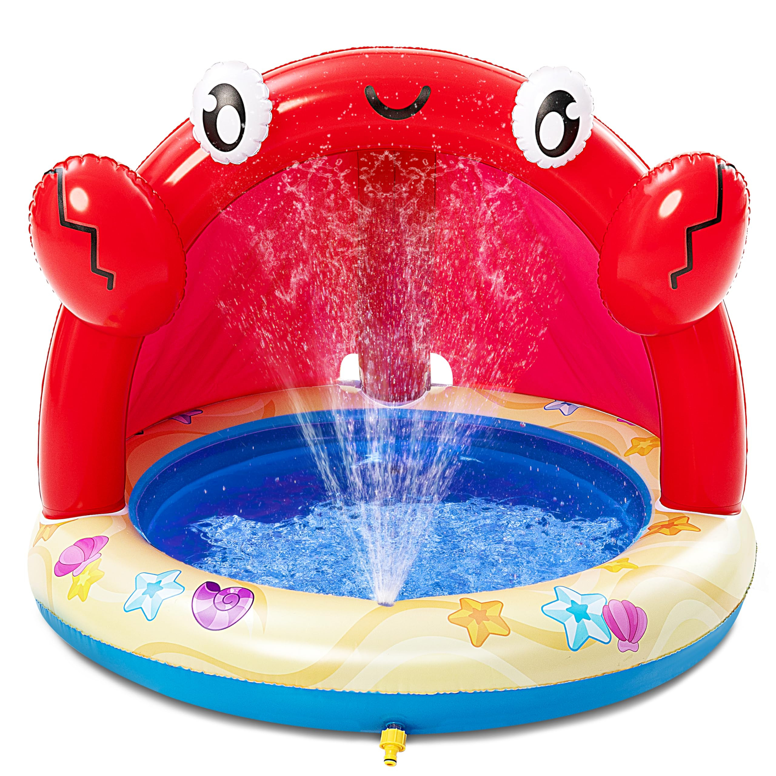 Sloosh Baby Pool Toddler Sprinkler, Crab Splash Pool with Canopy, Baby Wading Pool Inflatable Spr... | Amazon (US)