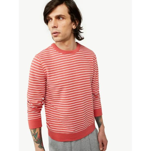 Free Assembly Men’s Textured Stripe Sweatshirt - Walmart.com | Walmart (US)