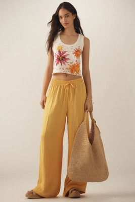 By Anthropologie Textured Satin Pull-On Pants | Anthropologie (US)