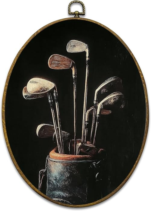 Mcehtle Vintage Golf Wall Art Decor, Golfing Gifts Framed Canvas Prints 8.6x11.4, Rustic Retro Cl... | Amazon (US)