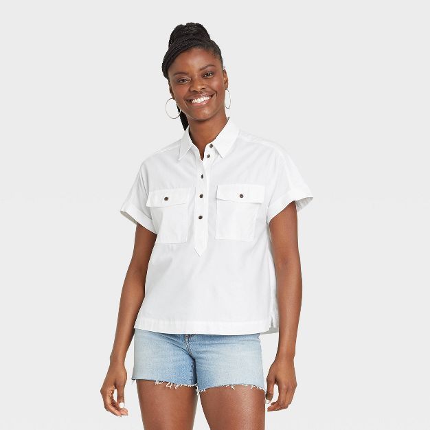 Women's Dolman Short Sleeve Utility Button-Down Shirt - Universal Thread™ | Target