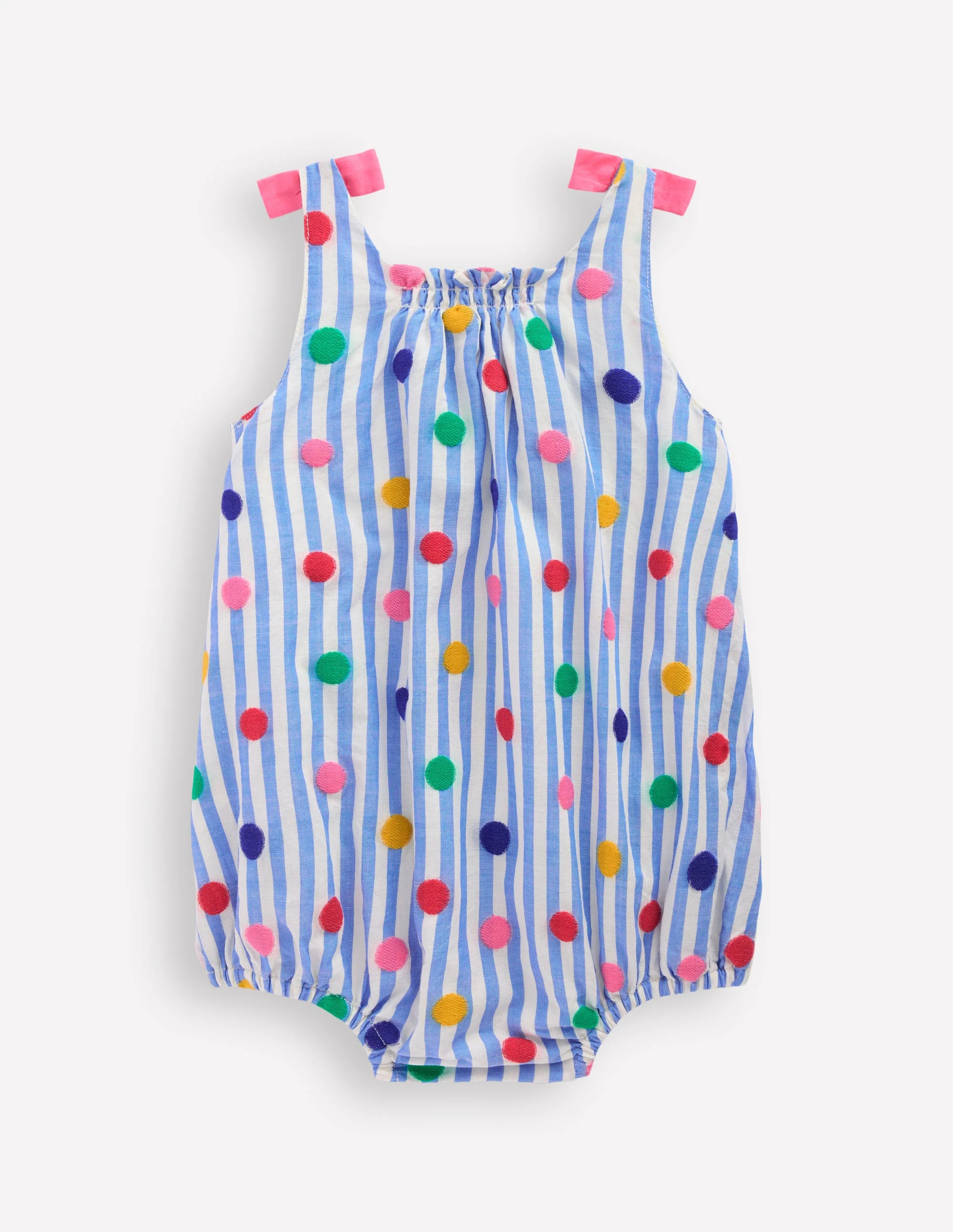 Girls Bubble Romper-Rainbow Spot Stripe | Boden (US)