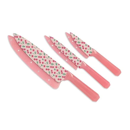 Paris Hilton 3-Piece Cutlery Set, Stainless Steel Blades with Cherry Decal, Pink Jewel-Faceted Ha... | Walmart (US)