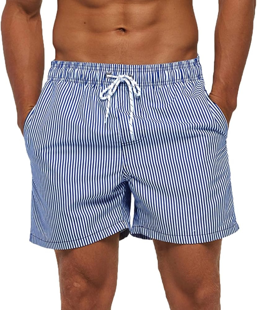 SILKWORLD Mens Swimming Trunks 5 Inch Inseam Swim Shorts Summer Bathing Suit Swimwear Beachwear w... | Amazon (US)