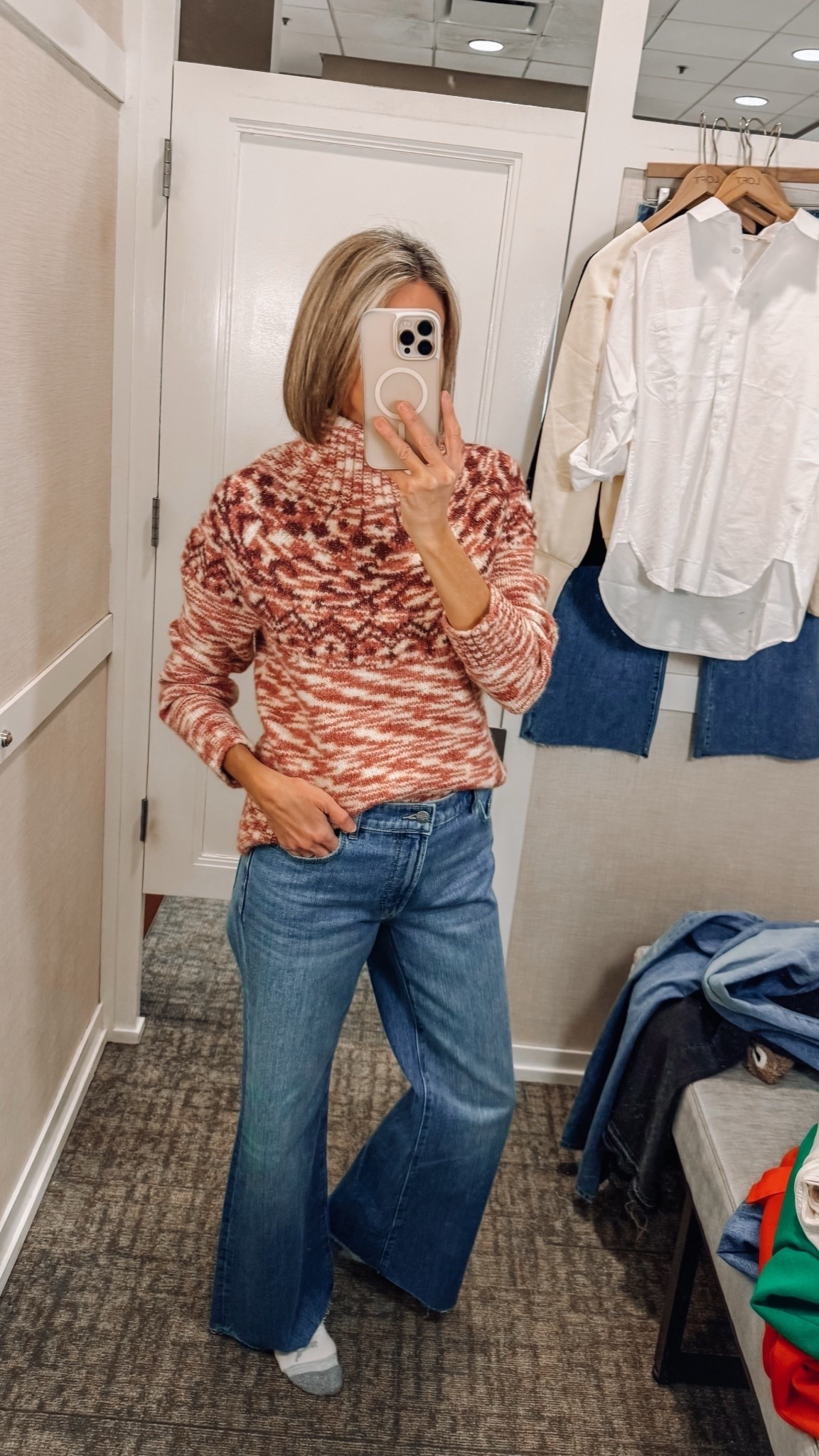 50% off Fair-isle turtleneck sweater. Love the pink and white combo. So cozy! 

#LTKootd #LTKSaleAlert #LTKSeasonal