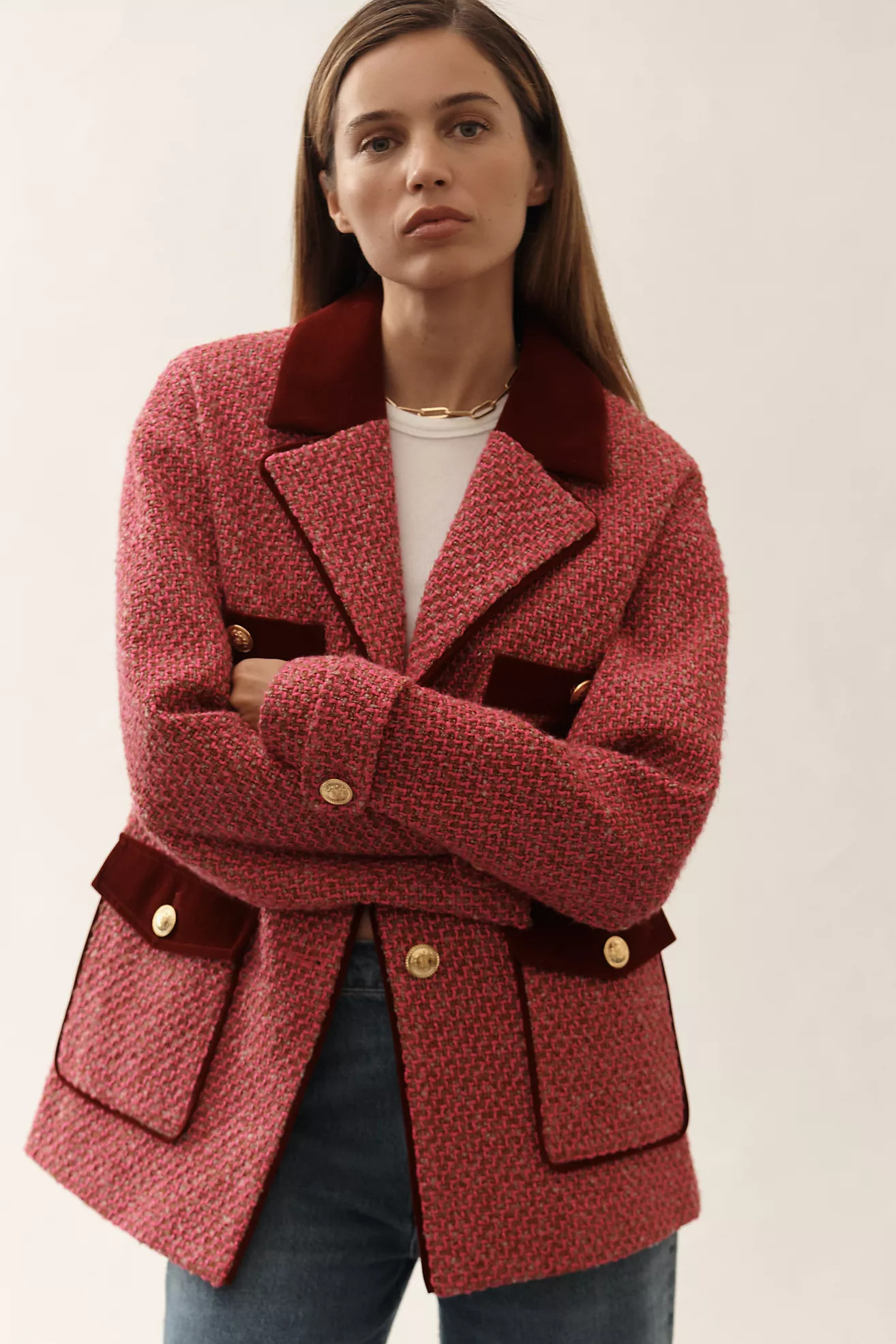 Avec Les Filles Velvet Trim Blazer | Anthropologie (US)