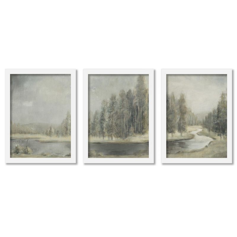 (Set of 3) Landscape Trio by Danhui Nai White Framed Triptych Wall Art Set 8" x 10" Americanflat ... | Target