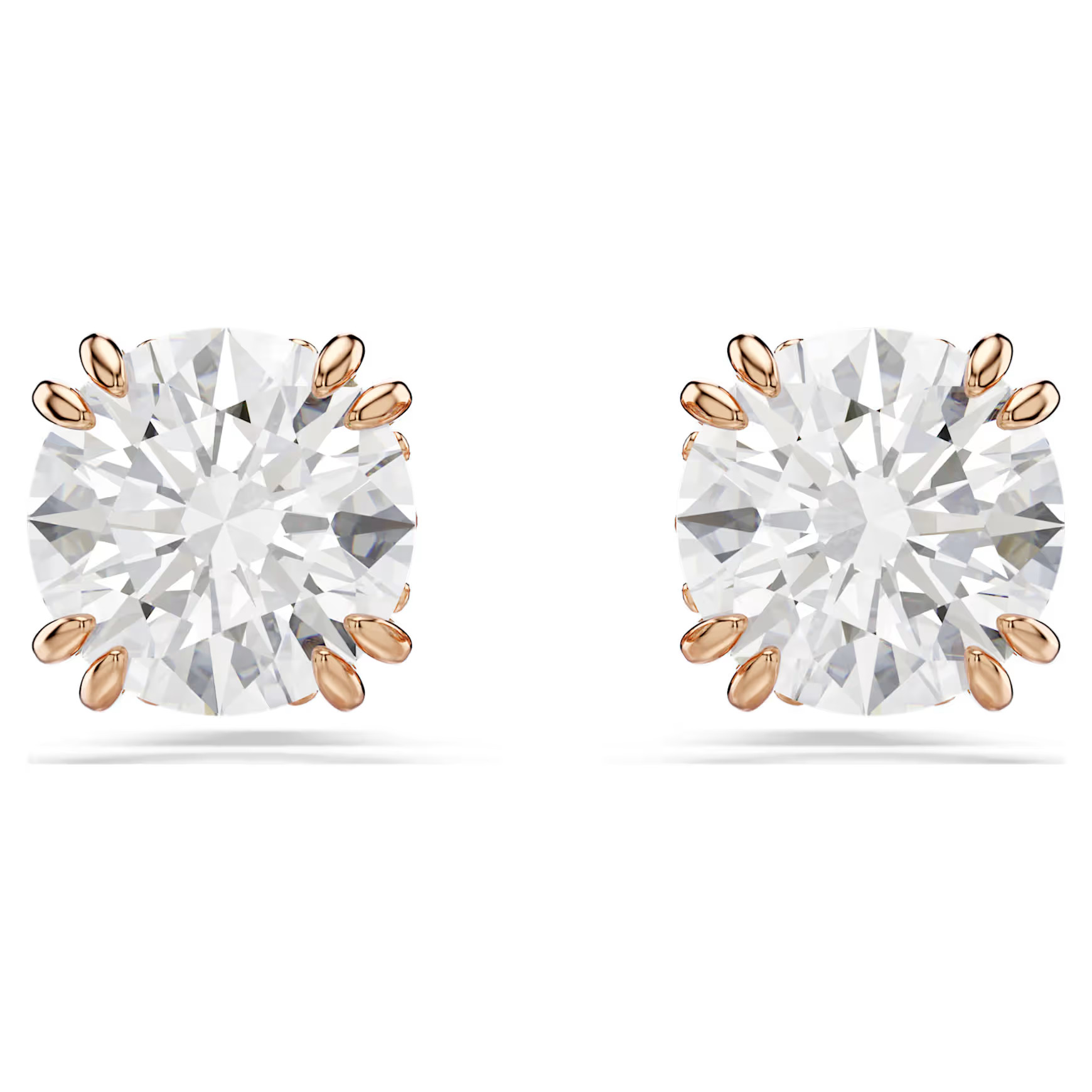 Constella stud earrings, Round cut, White, Rose gold-tone plated by SWAROVSKI | SWAROVSKI