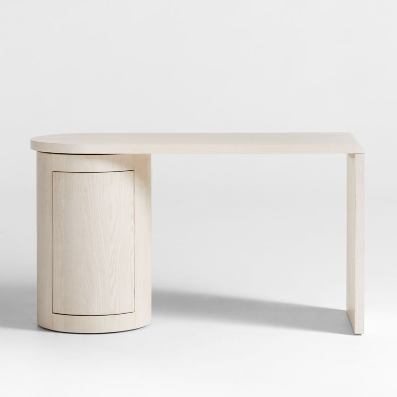 Twist 52" Whitewashed Ash Wood Rotating Small Desk with Storage + Reviews | Crate & Barrel | Crate & Barrel