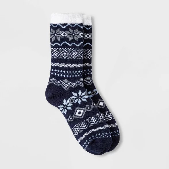 Women's Snowflake Fair Isle Double Lined Cozy Crew Socks - A New Day™ 4-10 | Target