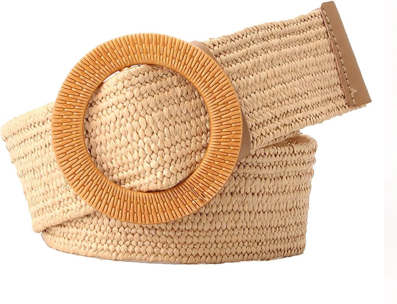 SeptCity Women Woven Rattan Wide Stretch Straw Belt | Amazon (US)