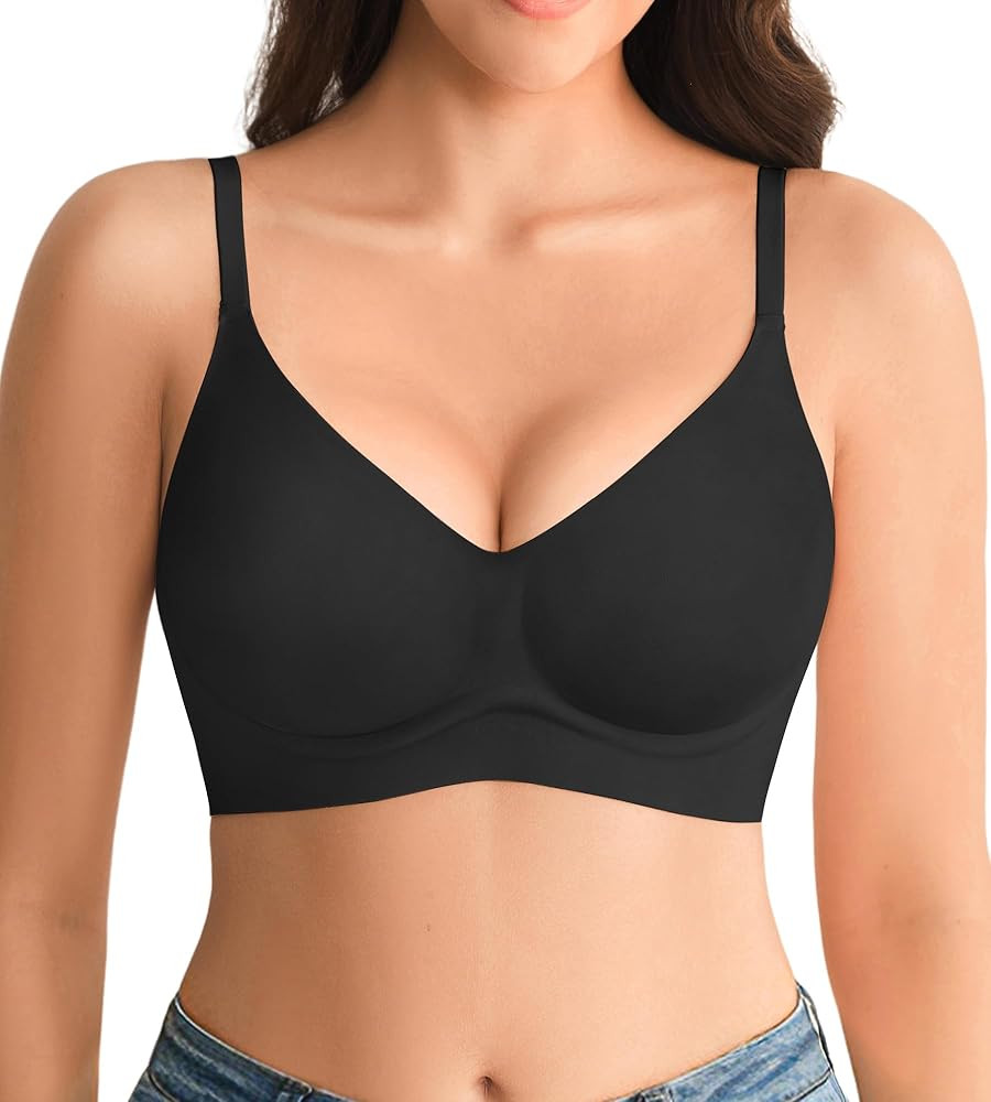 Jelly Bras for Women No Underwire - Wireless Seamless Padded Bralette, Full Coverage Back Smoothi... | Amazon (US)