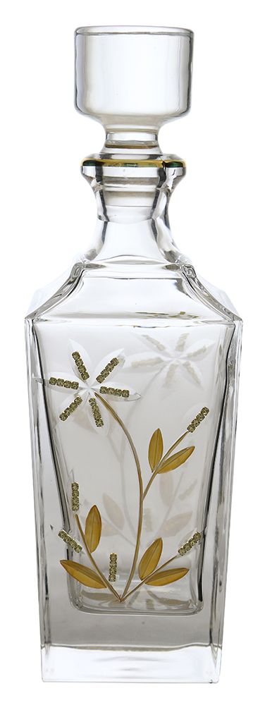 Lead Free Crystal 24oz Liquor Decanter with Gold Floral Design | Walmart (US)