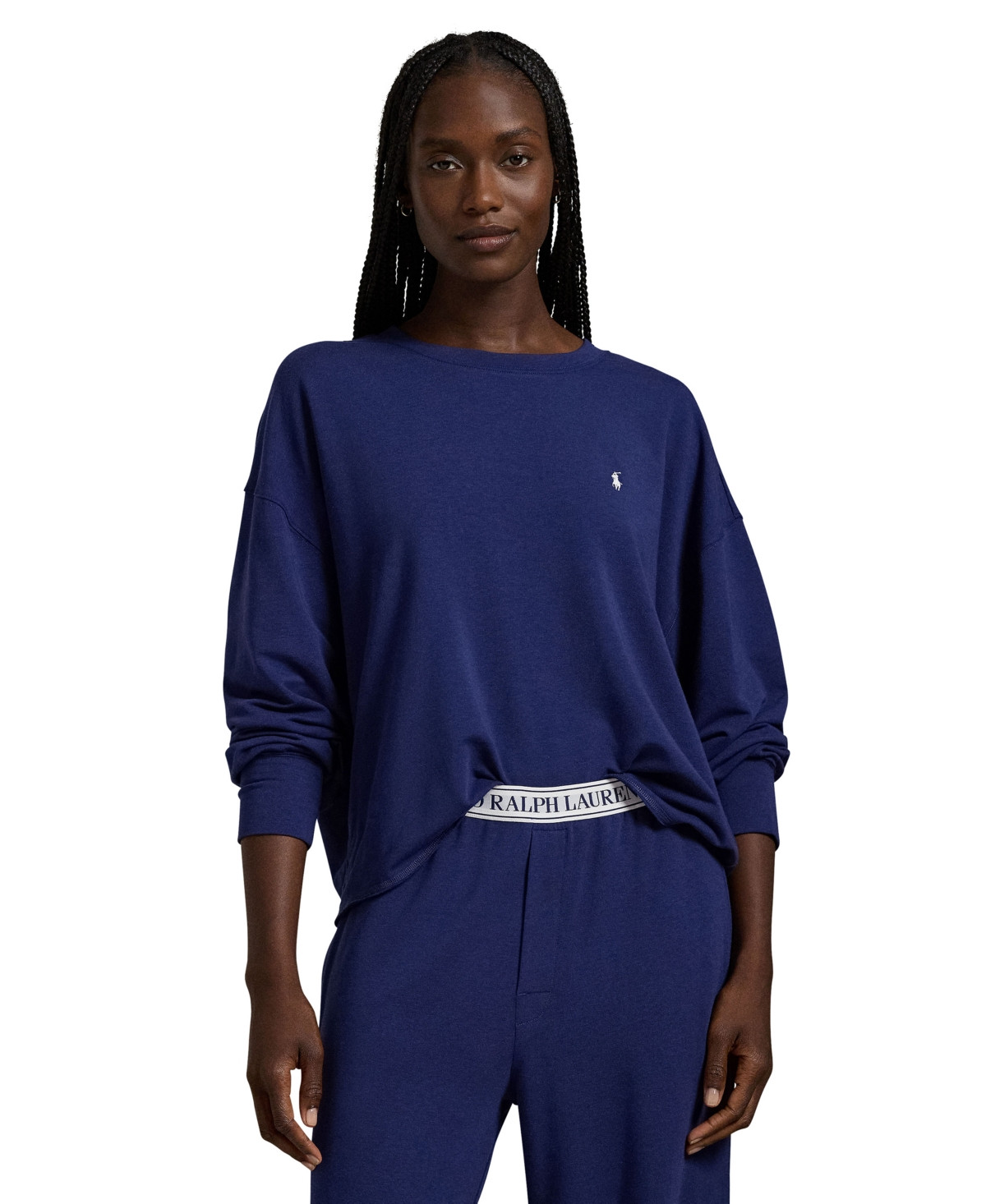 Polo Ralph Lauren Women's 2-Piece Crewneck Top and Pants Pajama Set - Blue | Macy's