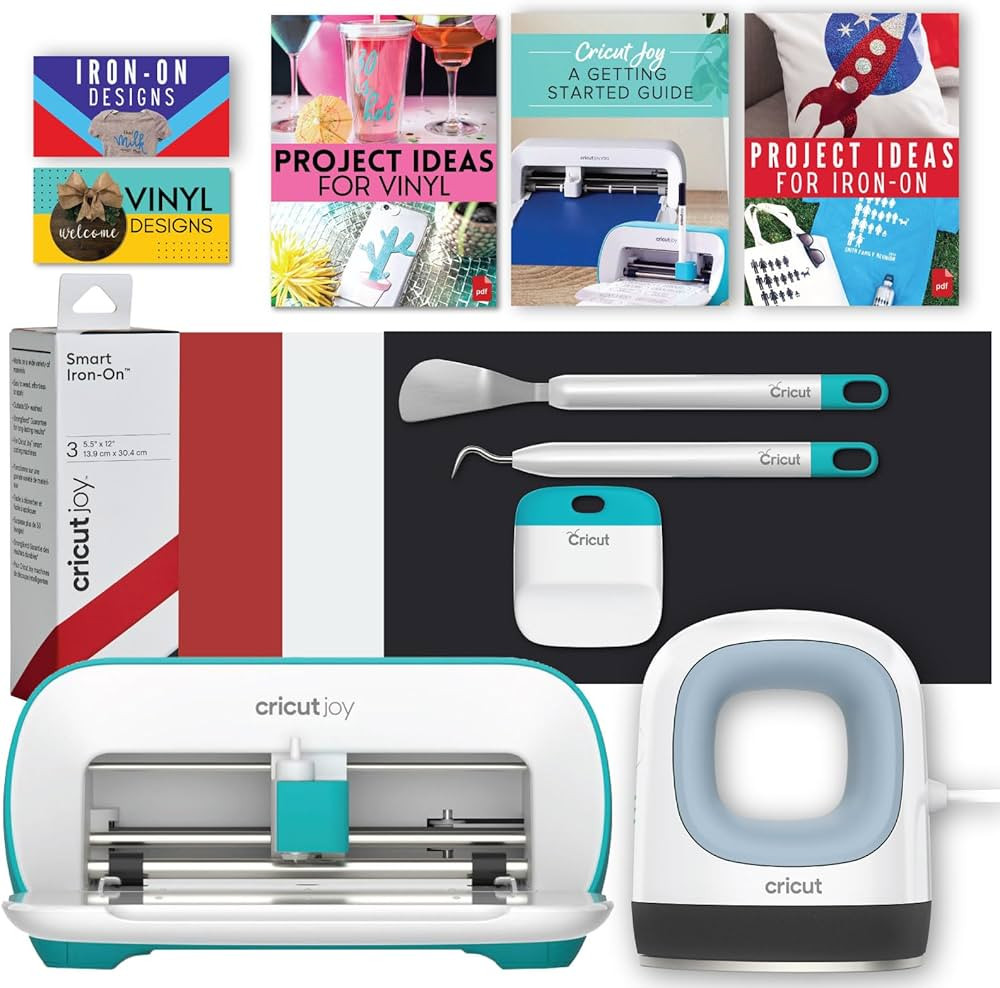Cricut Joy Machine and Mini Easy Press with Tool Kit and Smart Iron-On Vinyl Sampler Bundle - Cut... | Amazon (US)