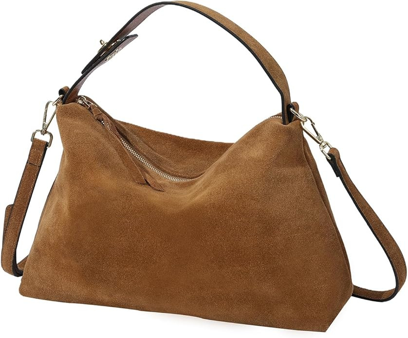 Genuine Suede Leather Hobo Bags for Women Tote Handbags Suede Crossbody Purses and Slouchy Should... | Amazon (US)