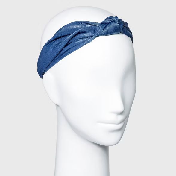 Solid Hammered Satin with Front Knot and Elastic Back Headwrap - A New Day™ | Target