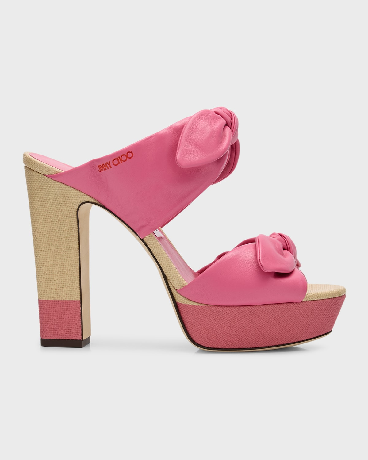 Rua Knotted Bow Platform Slide Sandals | Neiman Marcus