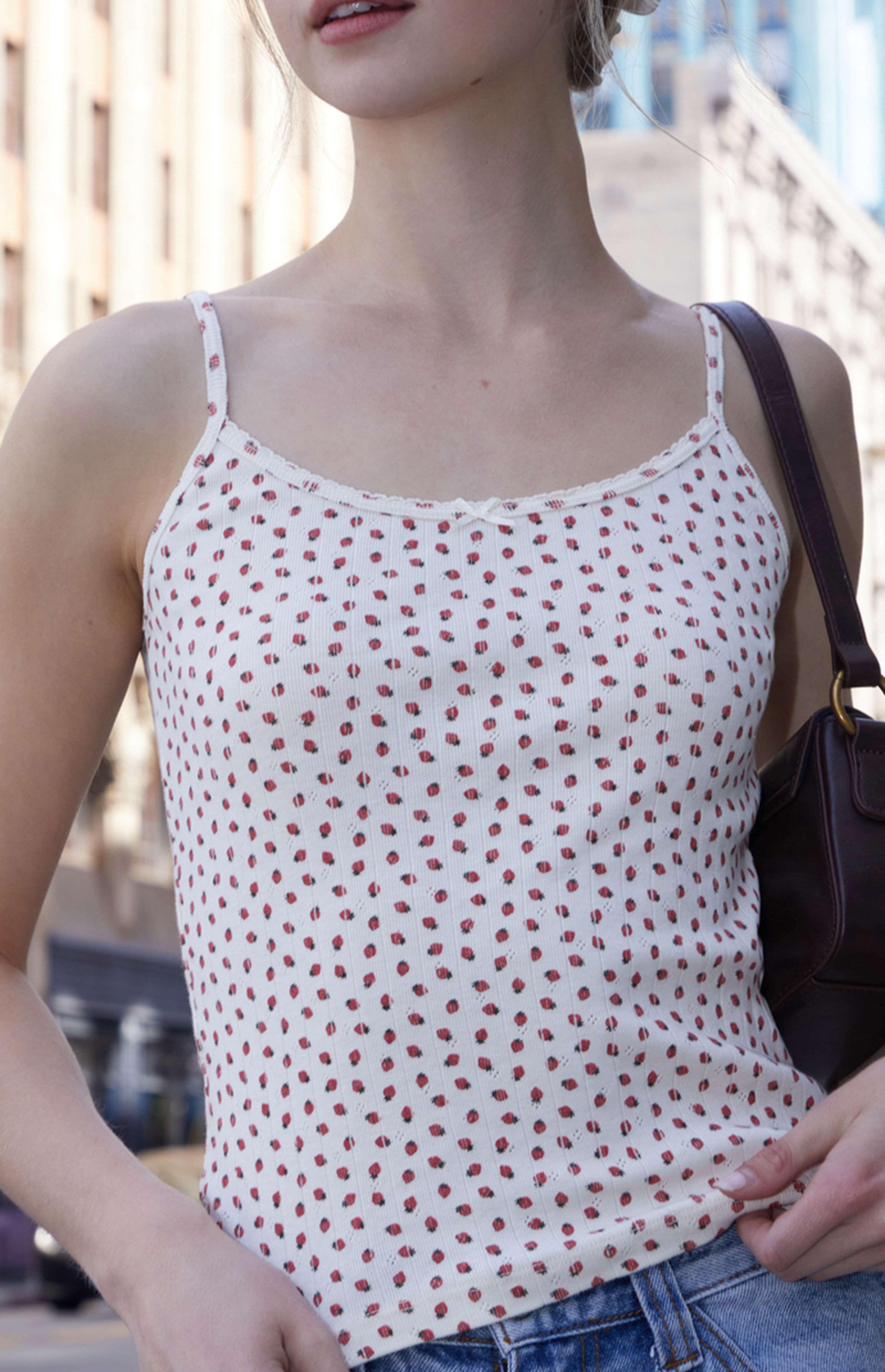 John Galt Strawberry Pointelle Skylar Tank Top | PacSun