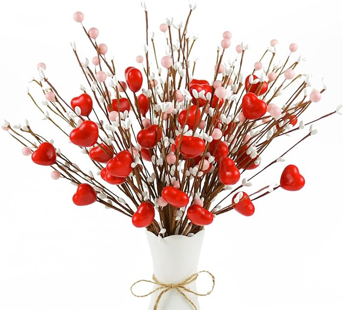 Lotus Hills Valentines Day Decor, 6 Pack Red Heart Shaped Picks for Valentines Day Decoration, Va... | Amazon (US)