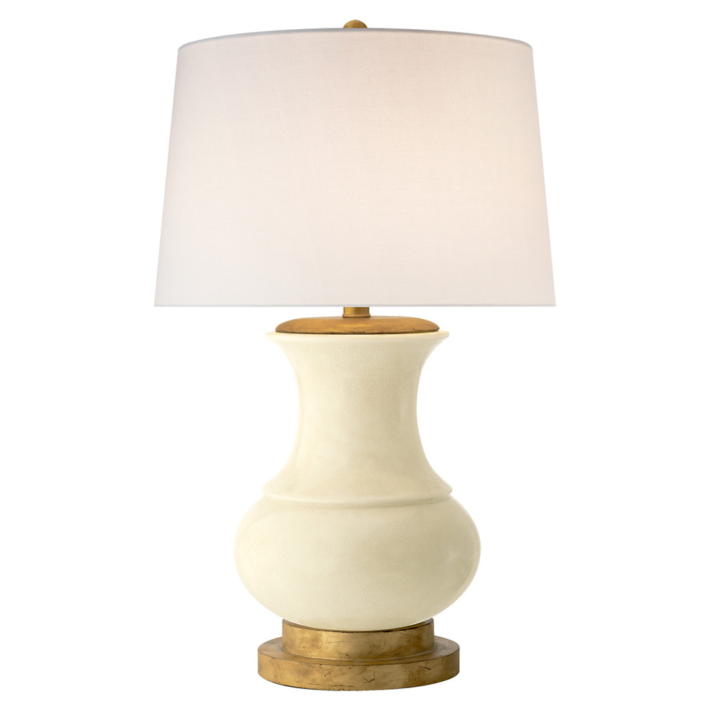 Visual Comfort Deauville Modern Tea Stain Ceramic Linen Shade Table Lamp | Kathy Kuo Home