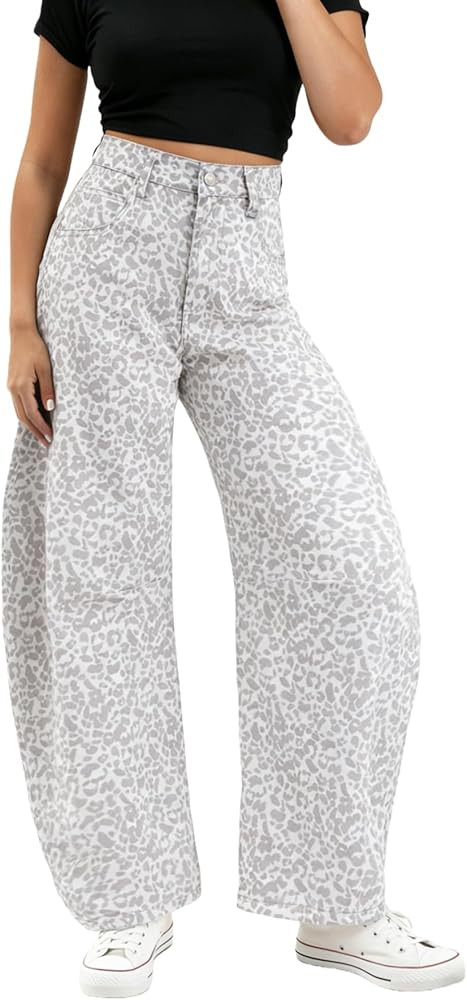 BlueMoment Barrel Jeans for Women High Waist Pants Trendy Baggy Wide Leg Y2k Vintage Denim Pants ... | Amazon (US)