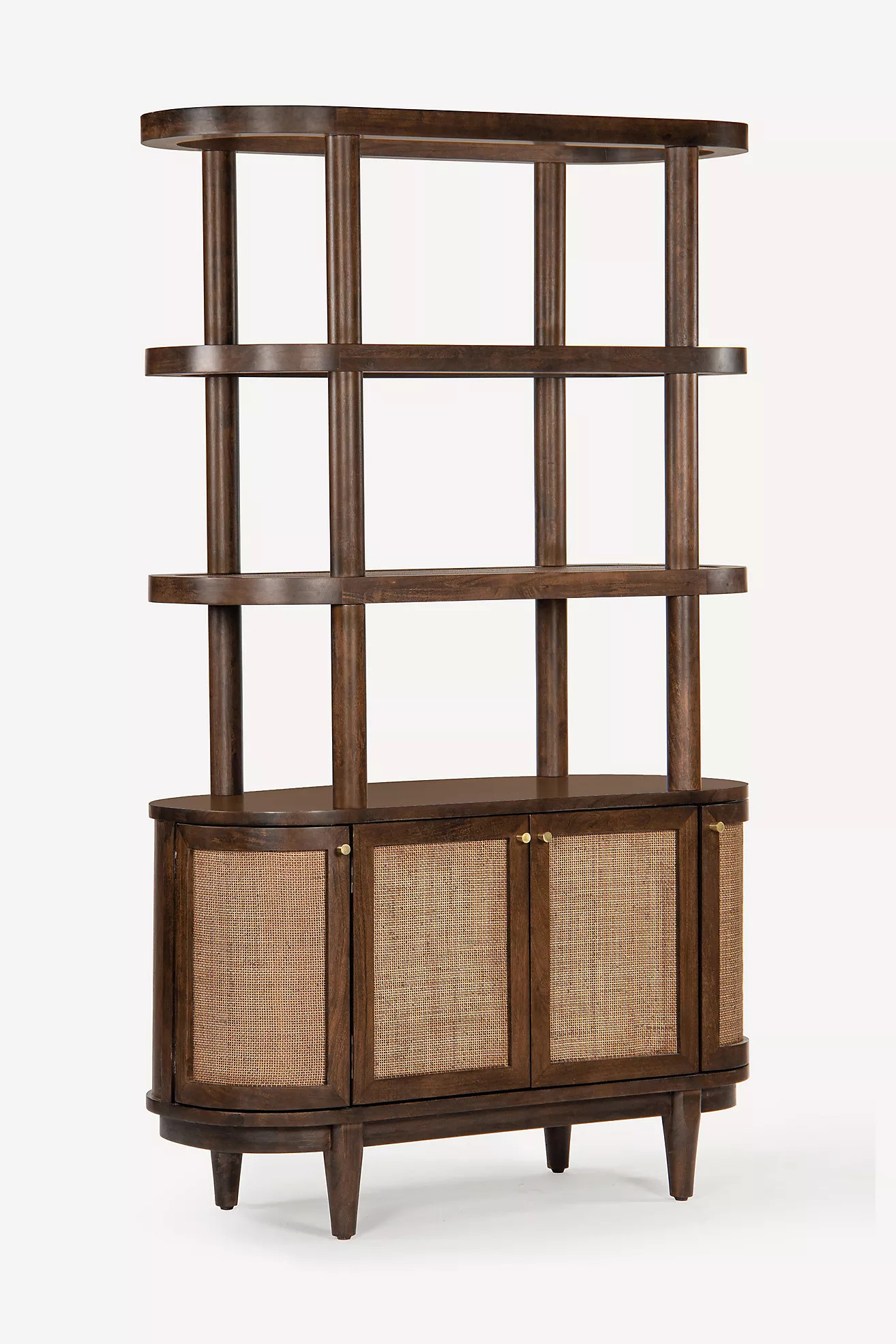 Canggu Acacia Cane Curved Bookshelf | Anthropologie (US)