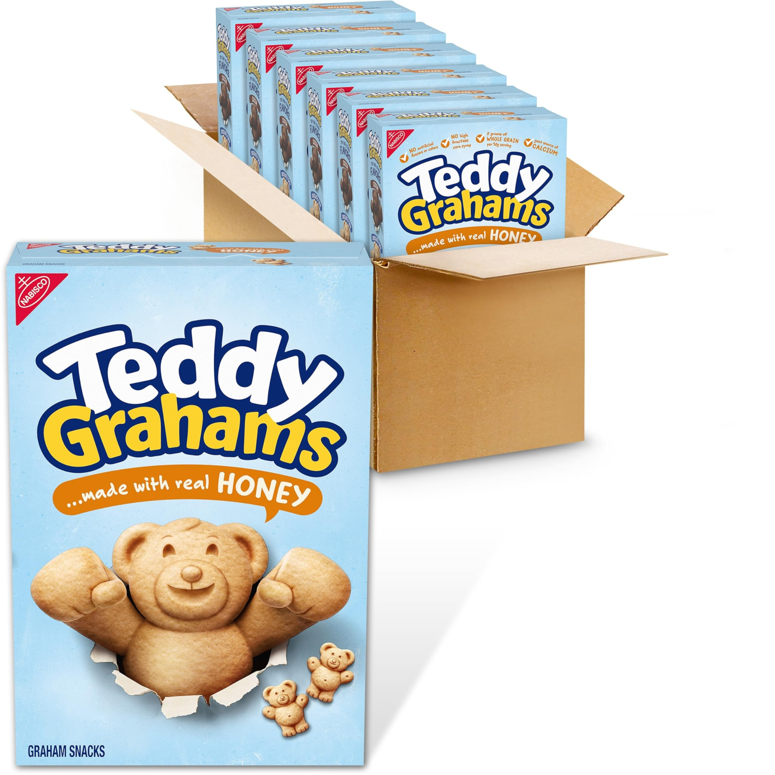 TEDDY GRAHAMS Honey Graham Snacks, Bulk Kids Snacks, 6 - 10 oz Boxes | Amazon (US)