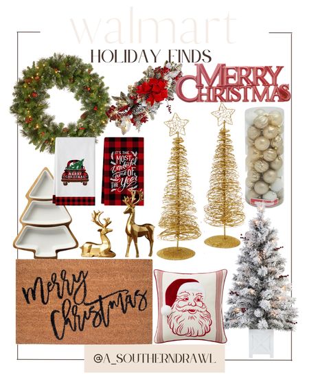 Holiday decor - Walmart holiday decor - Christmas decor - Christmas wreath - holiday door Mat - Santa pillow - holiday home decor

#LTKHoliday #LTKunder100 #LTKhome