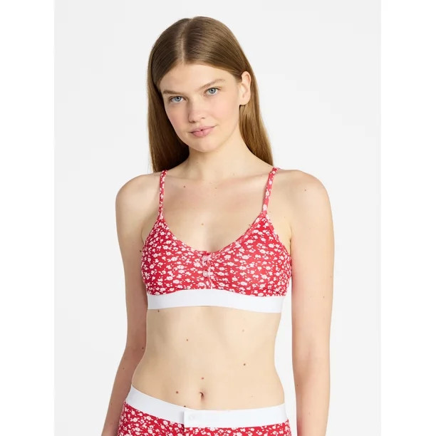 No Boundaries Women's Cotton Jersey Triangle Bralette w/Buttons Sizes XS-XXXL | Walmart (US)