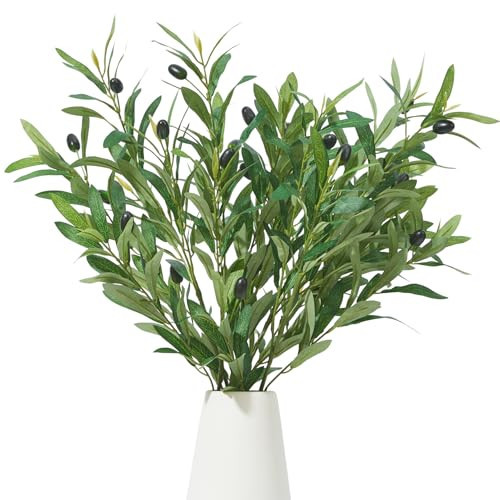 Heleze 35 Inch Olive Branches for Vases Artificial Greenery Stems Faux Olive Tree Branch Home Decor 4PCS | Amazon (US)