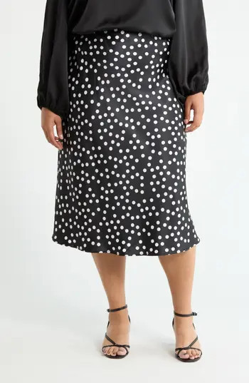 Renee C Polka Dot Print Maxi Skirt in Black at Nordstrom Rack, Size 3X | Nordstrom Rack