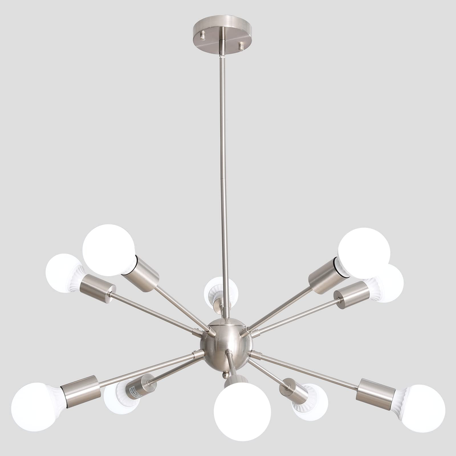 ALISADABOY Sputnik Chandelier Light Fixture Mid Century Modern Brushed Nickel Chandeliers Industr... | Amazon (US)