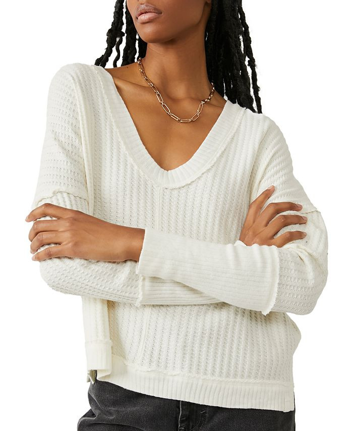 Free People Women's New Magic Cotton Drop-Shoulder Waffle Top & Reviews - Tops - Women - Macy's | Macys (US)