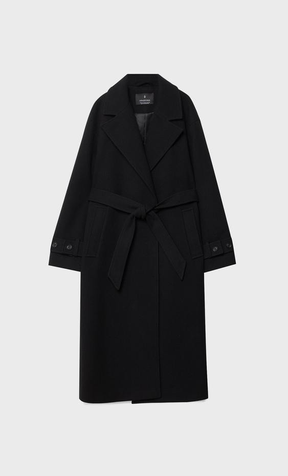 Manteau long avec ceinture - Mode femme | Stradivarius France | Stradivarius (FR)