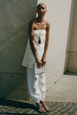 Maeve Linen Stretch Strapless Shift Dress | Anthropologie (US)