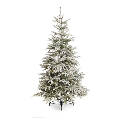 Home Heritage Snowy Abies 6 Foot Flocked Pine Pre-Lit Artificial Christmas Tree Holiday Decor wit... | Target