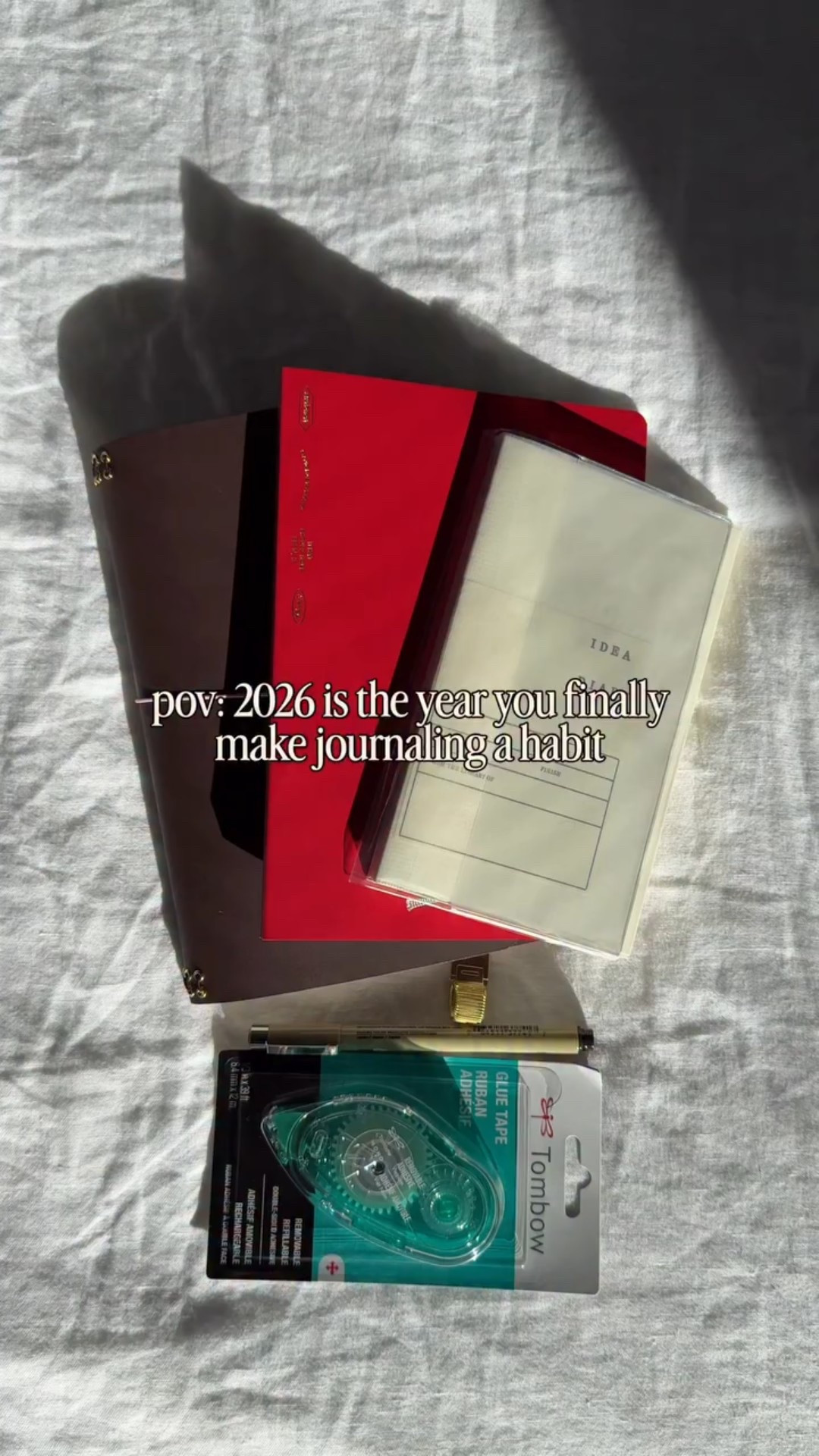 I recently saw someone say that archiving your life through journaling is one of the strongest acts of gratitude, and it totally altered my brain chemistry & how I think of journaling as a habit

& after a while of wanting to create my own journaling ecosystem & quite the mentally tempestuous year, I’m finally joining the club📓 

this is the habit I’m really focusing on in 2026 to practice gratitude, set goals/intentions, reflect, keep lists, archive memories, stay off my phone, declutter my mind, & more