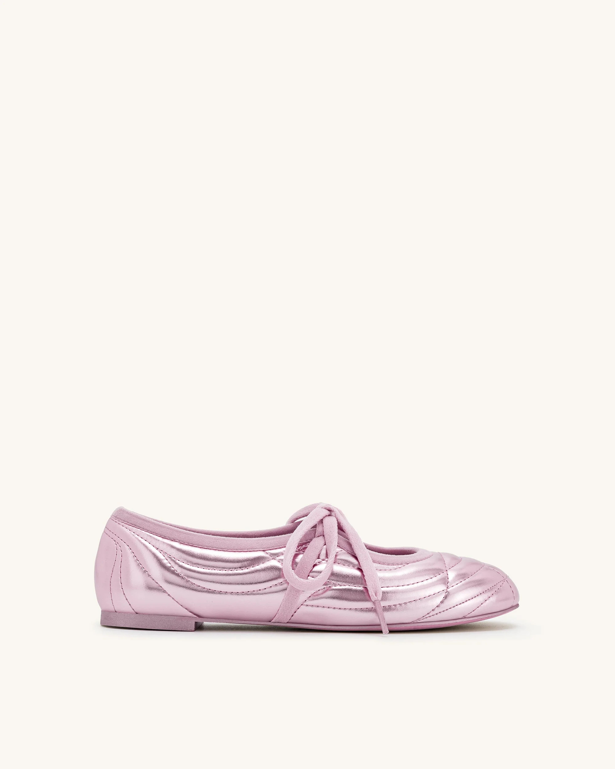 Erika Topstitching lace-up ballet Flats- Pink | JW PEI US