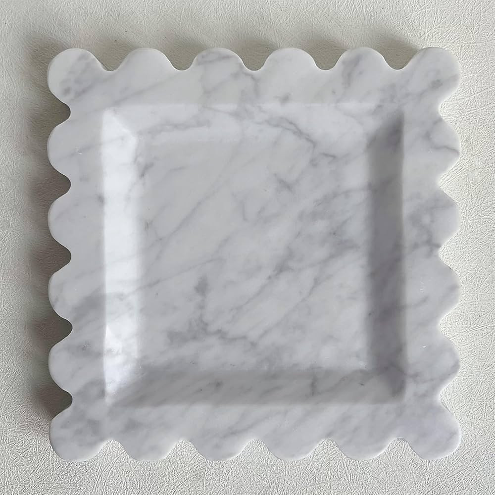 SAIDKOCC Vintage Natural Marble Tray Small Ornaments Scalloped Tray Handmade Storage Dish for Cou... | Amazon (CA)