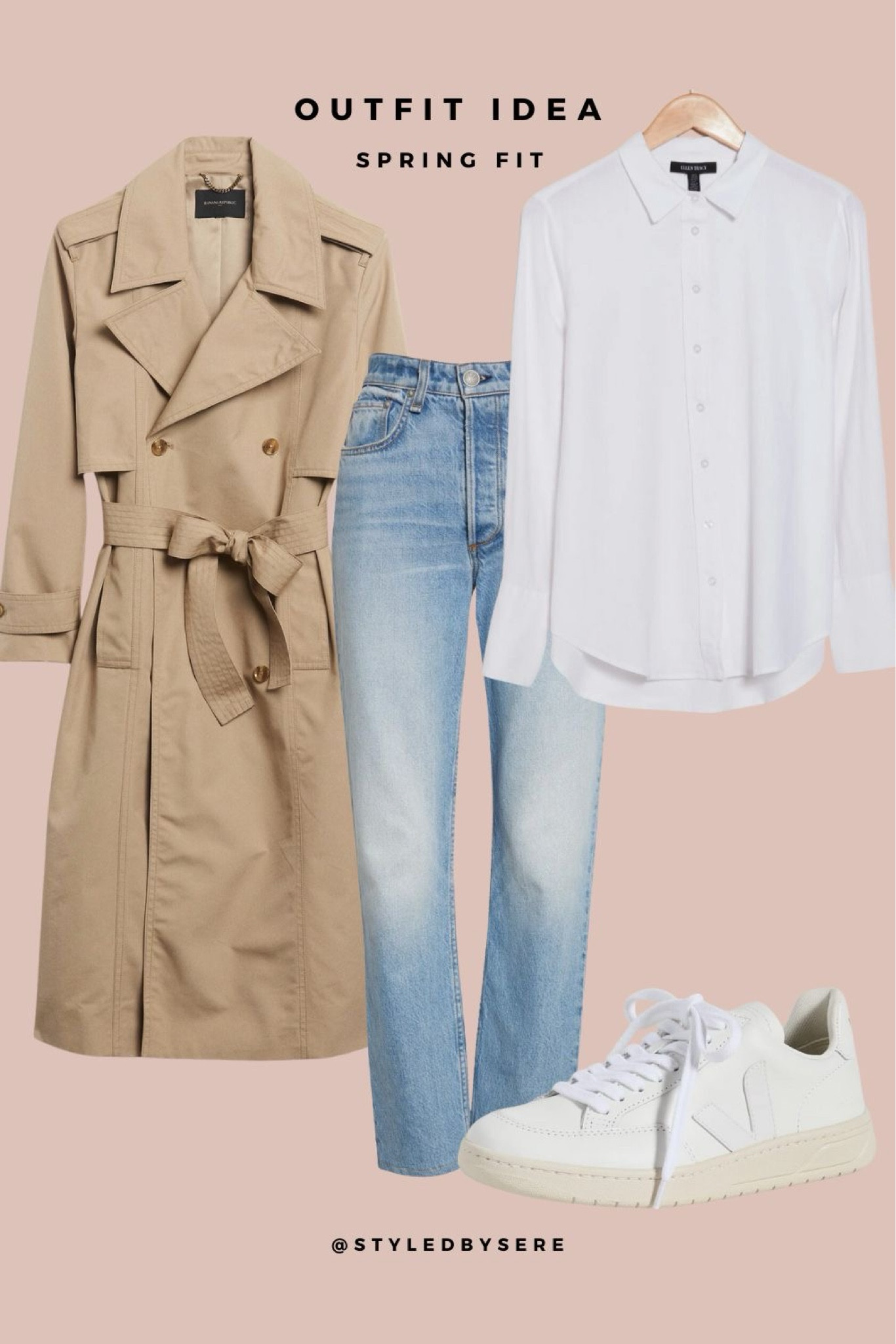 It doesn't get more spring than a staple uniform: light wash jeans, linen button-down, trench, and some low top white sneaks. This is perfect for coffee, errands, Friday meetings, you name it. You'll never go out of style with this stunning classic.

#LTKworkwear #LTKstyletip #LTKSeasonal