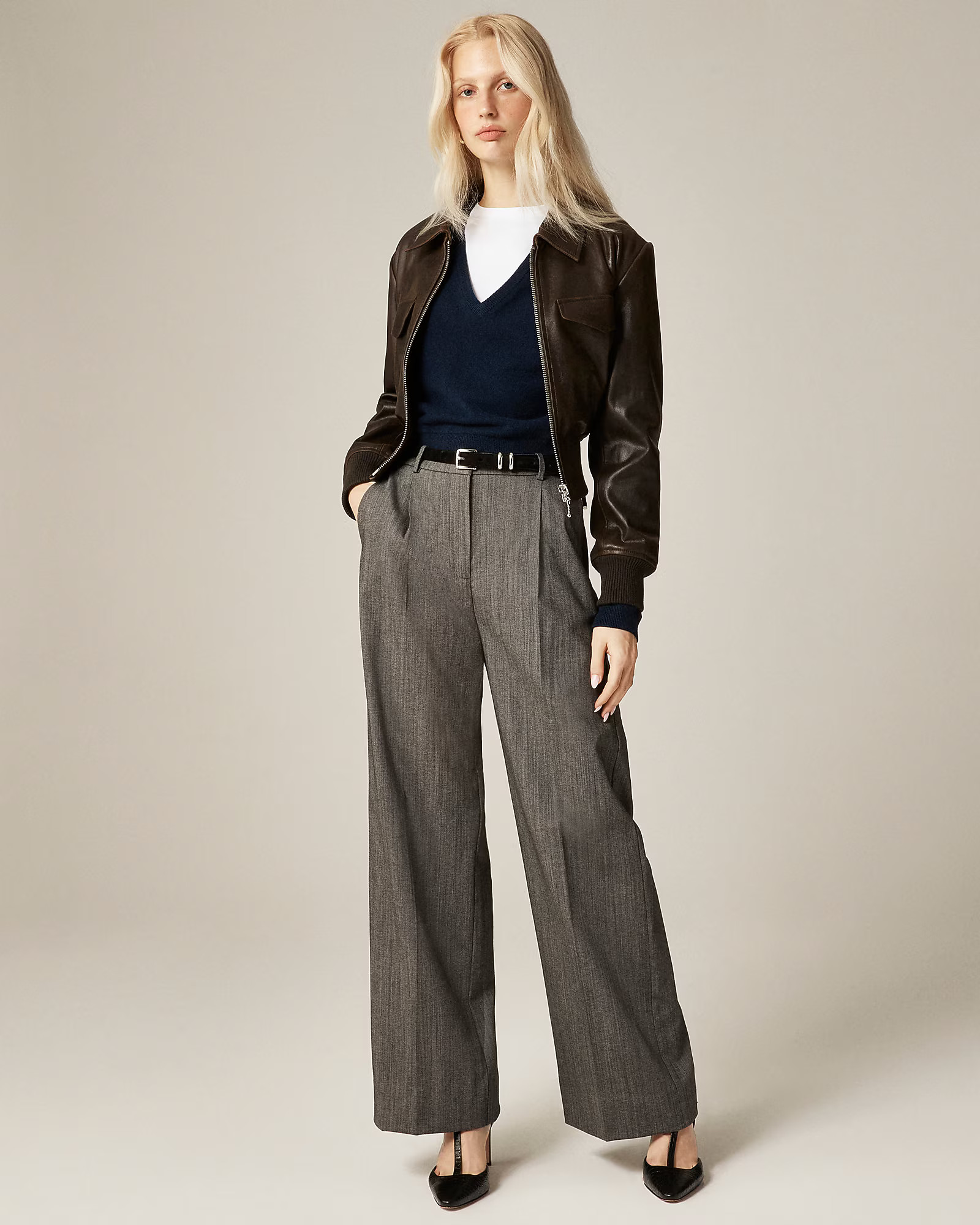 Essential wide-leg pant in Italian studio wool blend | J. Crew US