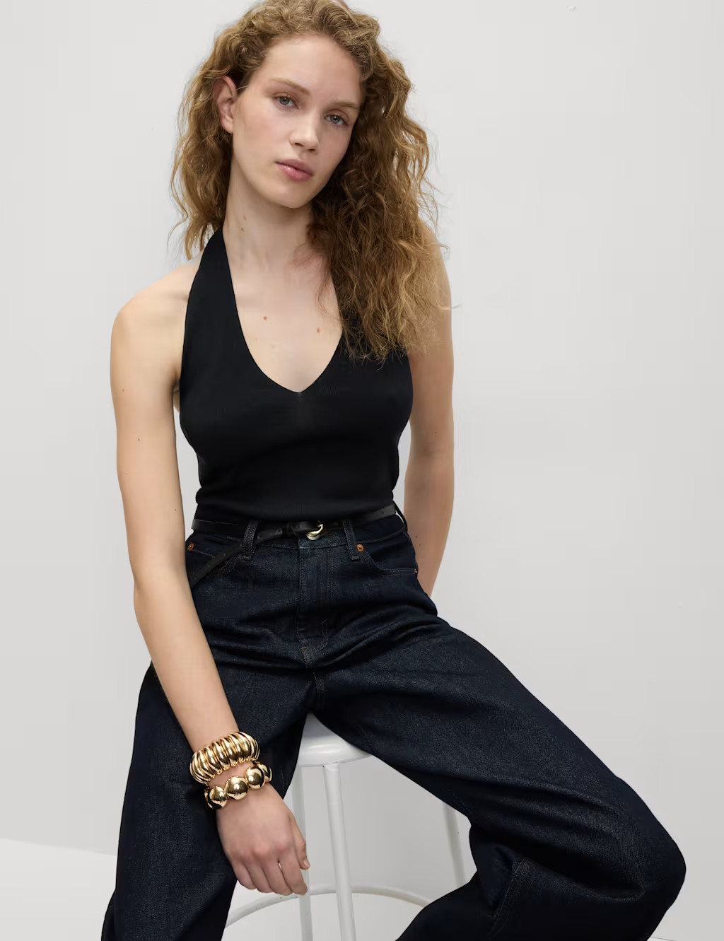 Halter Neck Fitted Knitted Top | Marks & Spencer (UK)