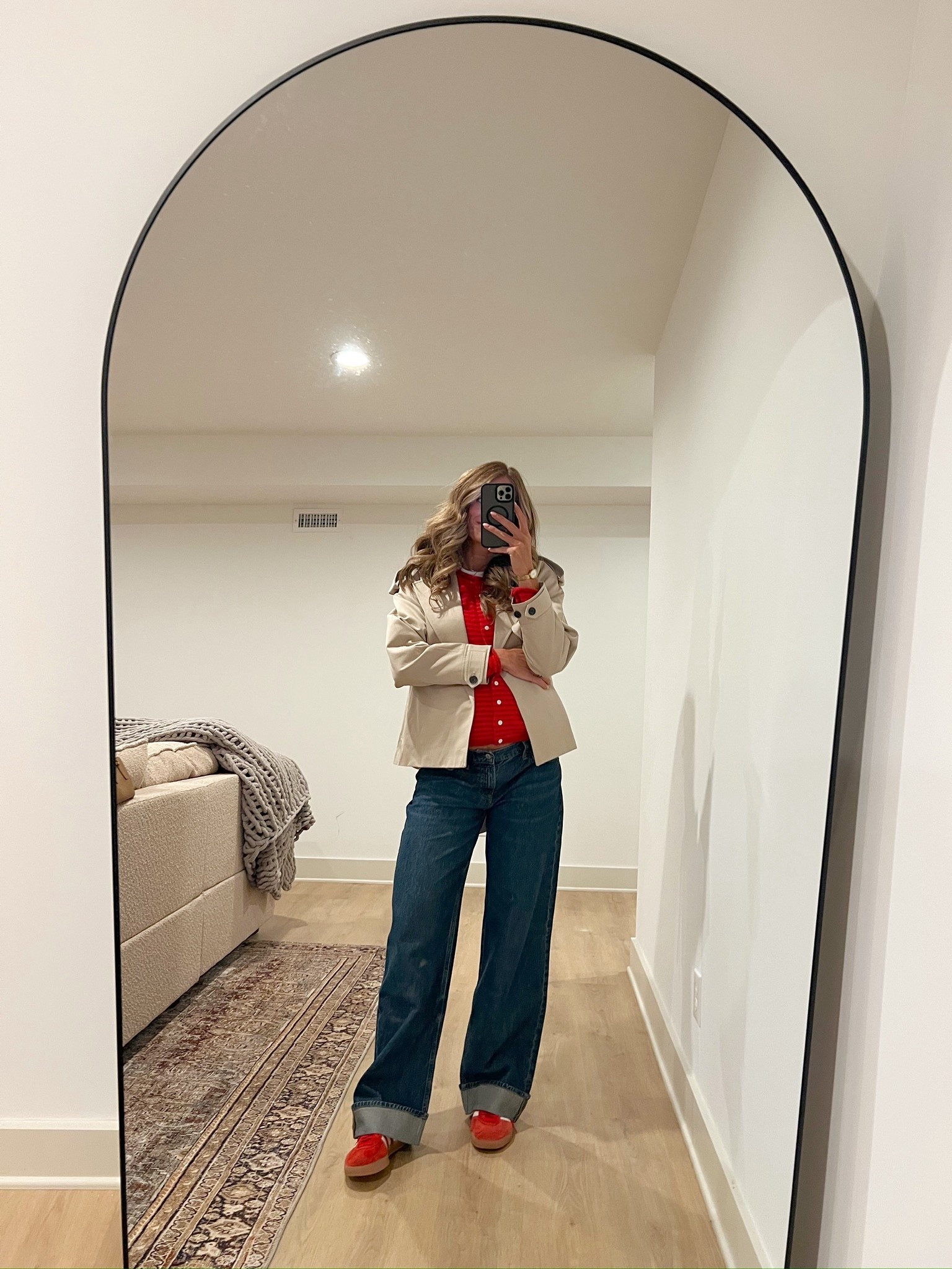 Perfect spring outfit and great for Europe travels! Wearing a medium in the sweater for the bump and a 29 in the jeans for pregnancy. I typically wear a 26 long, so this is one size up from my usual size.

#LTKTravel #LTKBump #LTKootd